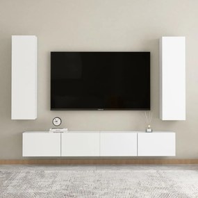 vidaXL 4 pcs conjunto de móveis de TV derivados de madeira branco