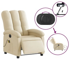 Poltrona de massagens reclinável elétrica tecido creme