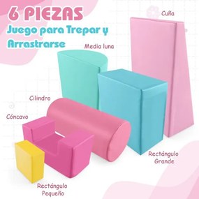 Kit para brincar e trepar de 6 peças com diferentes formas para o desenvolvimento motor das crianças Multicolor-Rosa