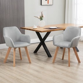 Cadeiras de Jantar Conjunto de 2 Estofadas em Veludo (MESA NÃO INCLUIDA) Encosto Médio Pés de Madeira para Sala de Jantar Cinza