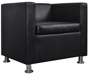 Poltrona Cube em couro sintético preto