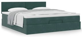 Estrutura de cama otomana com colchão 160x200 cm verde escuro