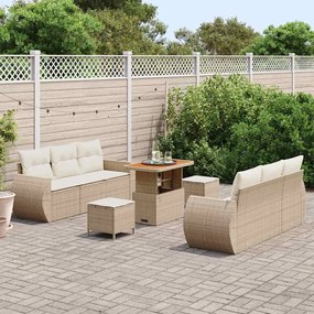 Conjunto de sofá de jardim com 9 peças da , almofadas bege em rattan s