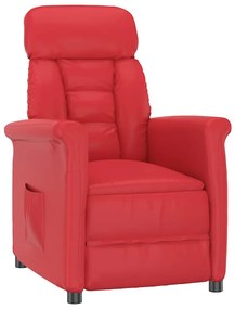 vidaXL Cadeira Recliner Vermelho 71 x 96 x 96 cm Couro sintético