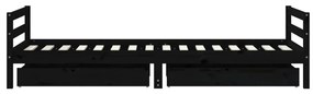 Estrutura cama infantil c/ gavetas 80x200cm pinho maciço preto