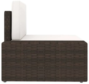 3 pcs conjunto lounge para jardim vime PE castanho