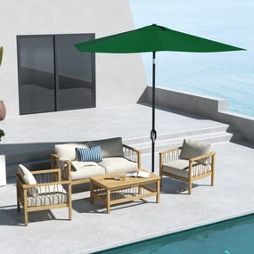 Chapéu de Sol de Jardim 300x200x248 cm Proteção UV50+ Inclinável com Teto de Ventilação e Manivela para Terraço Verde