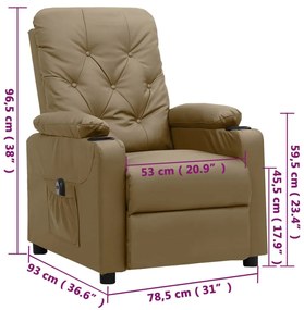 Poltrona reclinável elétrica couro artificial cor cappuccino