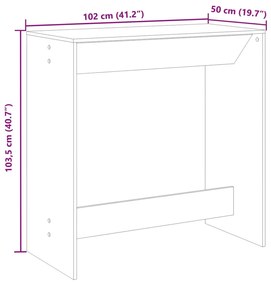 Mesa de bar 102x50x103,5 cm derivados madeira cinzento cimento