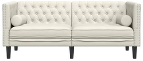 Sofá chesterfield com rolos 2 lugares veludo creme