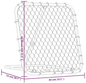 Rede de ressalto de futebol ajustável 84x73x60-80 cm aço preto