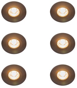Conjunto de 6 focos embutidos modernos pretos redondos IP44 - Xena