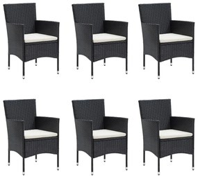 7 pcs conjunto de jantar para jardim com almofadões preto