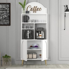 Armário de Cozinha/Sala "Caffè" - Branco e Dourado - 81.3x201x35cm - D