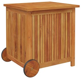 Caixa arrumação jardim c/rodas 60x50x58cm madeira acácia maciça