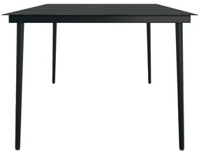 7 pcs conjunto de jantar para jardim com almofadões preto