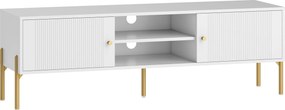 HOMCOM Móvel de TV Moderno com 2 Prateleiras Abertas Ajustáveis para Televisão 65 Polegadas 140x38x45,9 cm Branco | Aosom Portugal