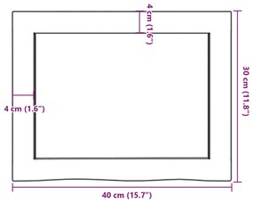 Bancada p/ WC 40x30x(2-6) cm madeira maciça tratada castanho