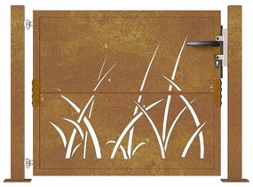 Portão de jardim 105x105 cm aço corten design erva