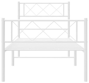 Estrutura de cama com cabeceira e pés 100x190 cm metal branco