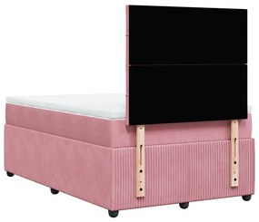 Cama boxspring com colchão 120x190 cm veludo rosa