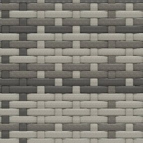 3 pcs conjunto lounge de jardim c/ almofadões vime PE cinzento