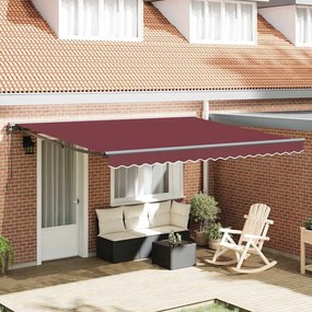 vidaXL Toldo Semi-Cassete Elétrico Manual Vermelho Borgonha 400x300 cm