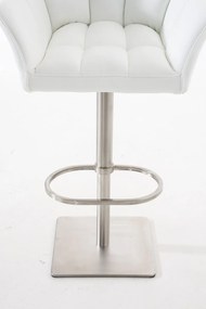Banco de bar Damaso em couro sintético e estrutura prateada 64 x 88-113 x 45 cm Branco