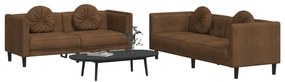 2 pcs conjunto de sofás com almofadas veludo castanho