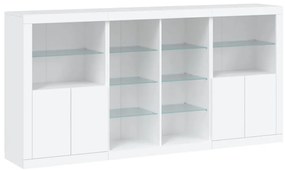 Aparador com luzes LED 202x37x100 cm branco