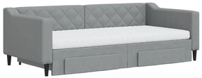 Sofá-cama c/ gavetão e gavetas 90x190 cm tecido cinzento-claro