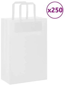 vidaXL Sacos de papel 250 unid com alças branco 21x11x31 cm