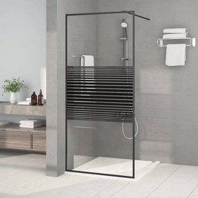 vidaXL Divisória de chuveiro c/ vidro ESG transparente 90x195 cm preto