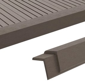 Perfis angulares p/ pavimento em WPC 5pcs 170cm castanho-escuro