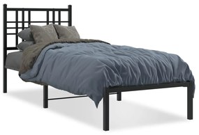 vidaXL Estrutura de cama metal s/ colchão c/ cabeceira 75x190 cm preto