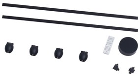 Sistema de iluminação de trilho moderno com 4 focos pretos monofásicos - Magnetic Zagaye