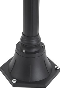 Candeeiro de pé clássico para exterior preto com vidro opalino 210cm IP44 - Champs