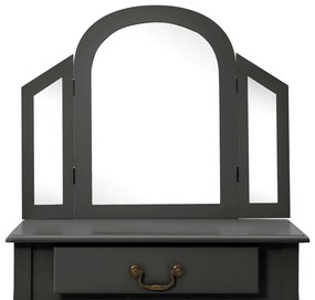 Toucador c/ banco 65x36x128 cm MDF e madeira paulownia cinzento
