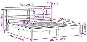 Cama sem colchão 200x200 cm madeira de pinho maciça