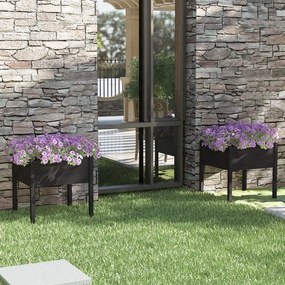 vidaXL Vaso/floreira de jardim 2 pcs 70x70x70 cm pinho maciço preto