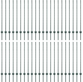 Postes de Cerca 44 pcs U-Channel Verde 160 cm Aço