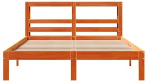 Cama sem colchão 140x190 cm pinho maciço castanho-mel