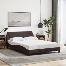 Estrutura de cama sem colchão 140x200 cm tecido castanho-escuro