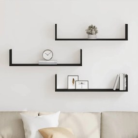 Prateleiras de parede 3 pcs deriv. de madeira carvalho preto