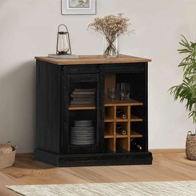 vidaXL Aparador HALDEN com porta de correr 80x40x80 cm Madeira maciça