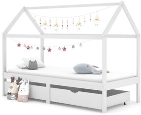 Cama para crianças c/ gavetas 90x200 cm pinho maciço branco