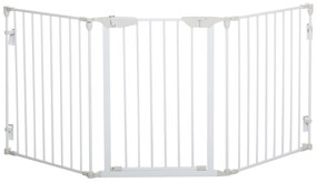 PawHut Barreira de Segurança para Animais de Estimação 180x74,5 cm Barreira Dobrável de 3 Painéis Branco | Aosom Portugal