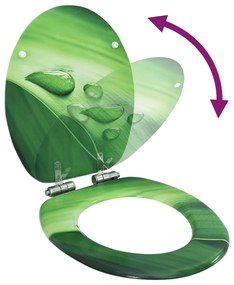 Assento sanita c/ tampa fecho suave MDF design gotas água verde