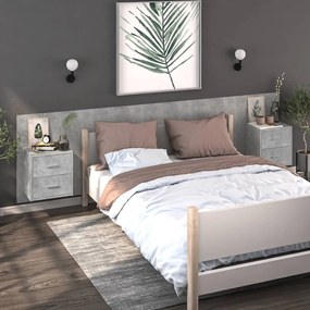 vidaXL Mesas de cabeceira montagem na parede 2 pcs cinzento cimento