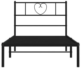 Estrutura de cama com cabeceira 100x200 cm metal preto